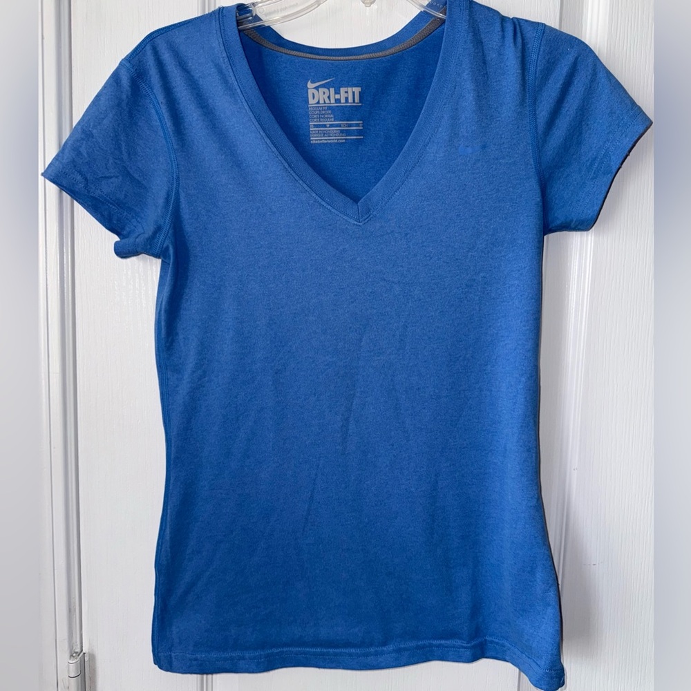Nike Dri-FIT Blue V-Neck Athletic T-Shirt Size XS